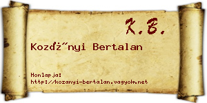 Kozányi Bertalan névjegykártya