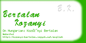 bertalan kozanyi business card